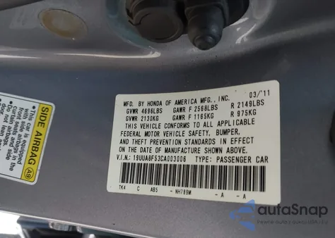 2012 Acura Tl 3.5 из США, поврежденный, VIN 19UUA8F53CA003006